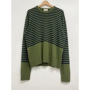 Jack Spade Border Stripe Cotton Crew Neck Preppy Classic Sweater - Large